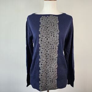 D. Exterior Boat Neck Sweater Women's MEDIUM Navy Blue Cashmere Blend